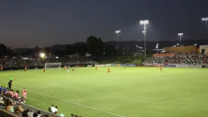 International soccer stadium during championship fixture