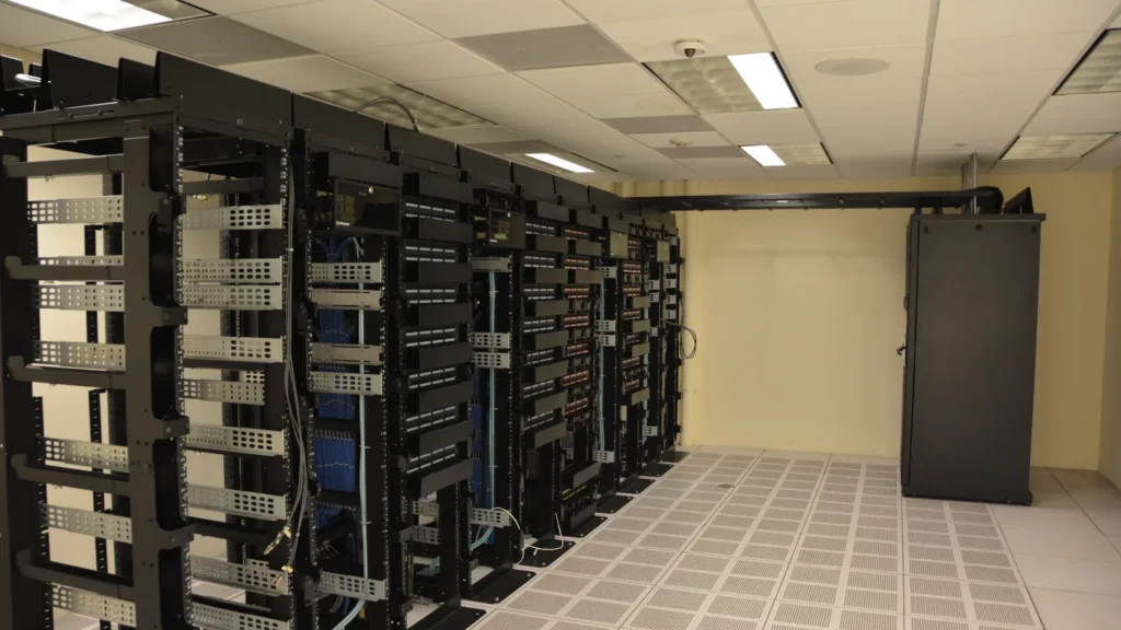 High-density server racks powering artificial intelligence compute infrastructure